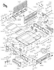 Carrier Diagram and Parts List for KAF820BJF 2018 Kawasaki Lawn Tractor Accessories