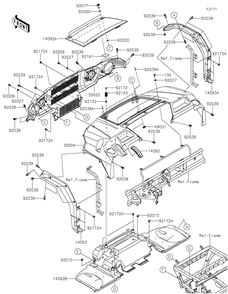 Front Fender Diagram and Parts List for KAF1000BMFNN 2021 Kawasaki Lawn Tractor Accessories