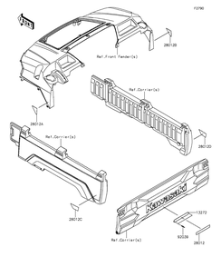 Reflectors Diagram and Parts List for KAF1000EGF 2016 Kawasaki Lawn Tractor Accessories