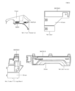 Decals(Green) Diagram and Parts List for KAF820FGF 2016 Kawasaki Lawn Tractor Accessories