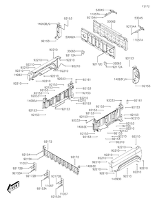 Rear Fender Diagram and Parts List for KAF700AKF 2019 Kawasaki Lawn Tractor Accessories