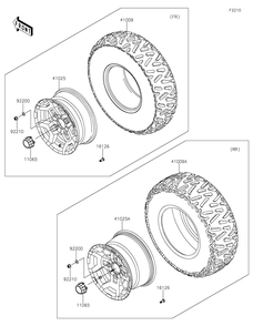 Wheels/Tires Diagram and Parts List for KRF800GMFNN 2021 Kawasaki Lawn Tractor Accessories