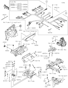 Chassis Electrical Equipment Diagram and Parts List for KAF400NHF 2017 Kawasaki Lawn Tractor Accessories