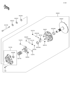 Drive Converter Diagram and Parts List for KAF620PGF 2016 Kawasaki Lawn Tractor Accessories