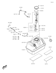 Fuel Tank Diagram and Parts List for KAF700FPFNN 2023 Kawasaki Lawn Tractor Accessories