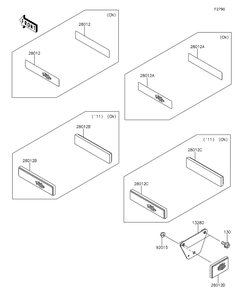 Reflectors Diagram and Parts List for KAF400EDF 2013 Kawasaki Lawn Tractor Accessories