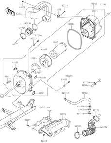 Air Cleaner Diagram and Parts List for KAF820CHF 2017 Kawasaki Lawn Tractor Accessories