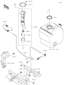 Fuel Pump Diagram and Parts List for KAF820FGF 2016 Kawasaki Lawn Tractor Accessories