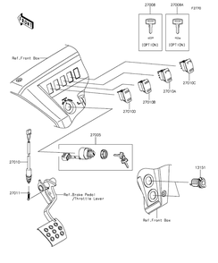Ignition Switch Diagram and Parts List for KAF820GGF 2016 Kawasaki Lawn Tractor Accessories