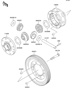 Differential Diagram and Parts List for KAF620RDFA 2013 Kawasaki Lawn Tractor Accessories