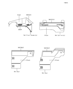Decals(Green) Diagram and Parts List for KAF1000BGF 2016 Kawasaki Lawn Tractor Accessories