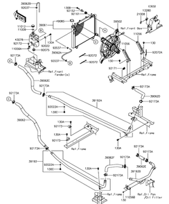 Radiator Diagram and Parts List for KAF1000CHF 2017 Kawasaki Lawn Tractor Accessories
