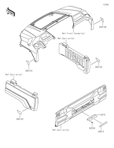 Reflectors Diagram and Parts List for KAF820CKF 2019 Kawasaki Lawn Tractor Accessories