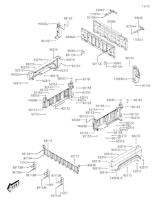 Rear Fender Diagram and Parts List for KAF700BKF 2019 Kawasaki Lawn Tractor Accessories
