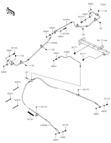 Brake Piping Diagram and Parts List for KRF1000ALF 2020 Kawasaki Lawn Tractor Accessories