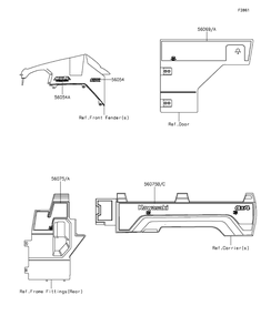 Decals Diagram and Parts List for KAF820HGF 2016 Kawasaki Lawn Tractor Accessories