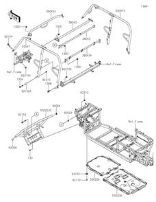 Guards/Cab Frame Diagram and Parts List for KDT1000BNFNN 2022 Kawasaki Lawn Tractor Accessories