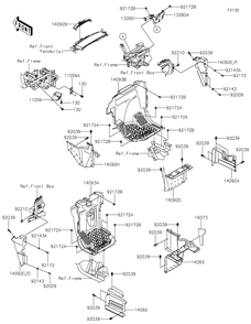 Frame Fittings Diagram and Parts List for KRT800FPFNN 2023 Kawasaki Lawn Tractor Accessories