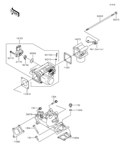 Throttle Diagram and Parts List for KAF620RFF 2015 Kawasaki Lawn Tractor Accessories