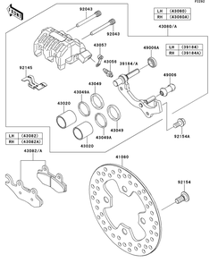 Front Brake Diagram and Parts List for KRT750CCF 2012 Kawasaki Lawn Tractor Accessories