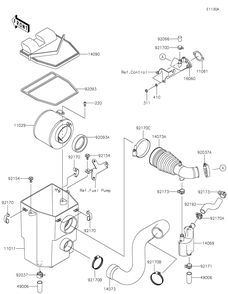 Air Cleaner Diagram and Parts List for KAF400HHF 2017 Kawasaki Lawn Tractor Accessories