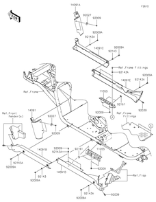 Side Covers/Chain Cover Diagram and Parts List for KAF620SKF 2019 Kawasaki Lawn Tractor Accessories