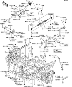 Frame Diagram and Parts List for KRT750DCF 2012 Kawasaki Lawn Tractor Accessories