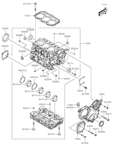 Crankcase Diagram and Parts List for KAF1000AMFNN 2021 Kawasaki Lawn Tractor Accessories