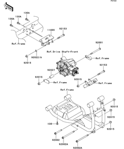 Engine Mount Diagram and Parts List for KAF620RDFA 2013 Kawasaki Lawn Tractor Accessories