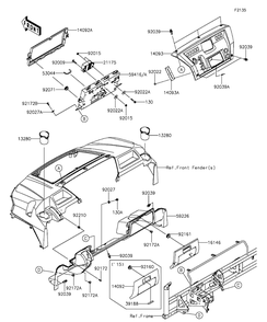 Front Box Diagram and Parts List for KAF820CFF 2015 Kawasaki Lawn Tractor Accessories
