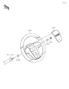 Steering Wheel Diagram and Parts List for KAF620PPFNN 2023 Kawasaki Lawn Tractor Accessories