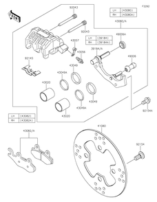 Front Brake Diagram and Parts List for KRF800GKF 2019 Kawasaki Lawn Tractor Accessories