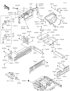 Frame Fittings Diagram and Parts List for KAF620RLF 2020 Kawasaki Lawn Tractor Accessories