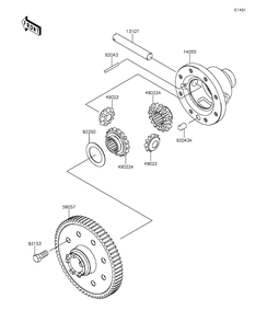 Differential Diagram and Parts List for KAF400EGF 2016 Kawasaki Lawn Tractor Accessories