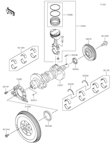 Crankshaft/Piston Diagram and Parts List for KAF820GLF 2020 Kawasaki Lawn Tractor Accessories
