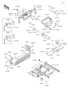 Frame Fittings Diagram and Parts List for KAF620MLF 2020 Kawasaki Lawn Tractor Accessories