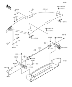 Fenders Diagram and Parts List for KAF400BGF 2016 Kawasaki Lawn Tractor Accessories