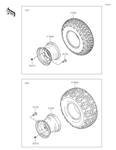 Wheels/Tires Diagram and Parts List for KAF400JNFNN 2022 Kawasaki Lawn Tractor Accessories