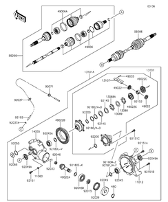 Drive Shaft-Front Diagram and Parts List for KAF400FGF 2016 Kawasaki Lawn Tractor Accessories