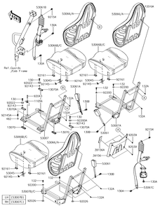 Part Location Diagram of 53066-0533-41Y Kawasaki Seat-Assembly, Bottom, Black+sil+grn