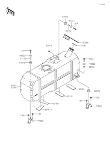 Fuel Tank Diagram and Parts List for KAF620SKF 2019 Kawasaki Lawn Tractor Accessories
