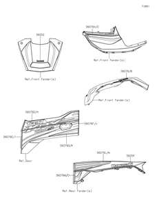Decals Diagram and Parts List for KRF1000DMFNN 2021 Kawasaki Lawn Tractor Accessories