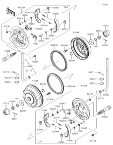 Front Hubs/Brakes Diagram and Parts List for KAF620PGF 2016 Kawasaki Lawn Tractor Accessories
