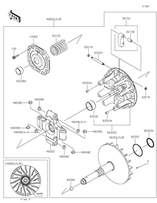 Drive Converter Diagram and Parts List for KAF820CMFNL 2021 Kawasaki Lawn Tractor Accessories
