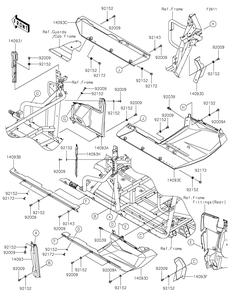 Side Covers Diagram and Parts List for KRT1000BPFNL 2023 Kawasaki Lawn Tractor Accessories