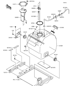 Fuel Tank Diagram and Parts List for KAF1000DHF 2017 Kawasaki Lawn Tractor Accessories