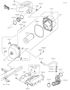 Air Cleaner Diagram and Parts List for KAF820GMFNL 2021 Kawasaki Lawn Tractor Accessories