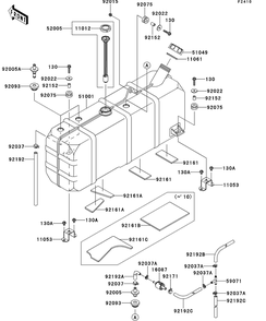 Fuel Tank Diagram and Parts List for KAF950GCF 2012 Kawasaki Lawn Tractor Accessories