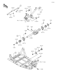 Engine Mount Diagram and Parts List for KRF1000CMFNN 2021 Kawasaki Lawn Tractor Accessories