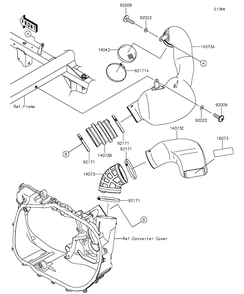 Air Cleaner-Belt Converter Diagram and Parts List for KAF820BGF 2016 Kawasaki Lawn Tractor Accessories